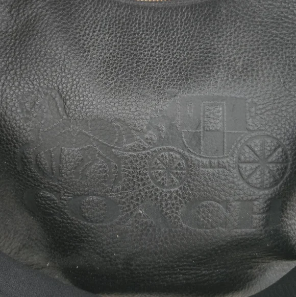 Coach Black Pebble Leather Hobo Satchel Bag with Gold Accents - Picture 3 of 10